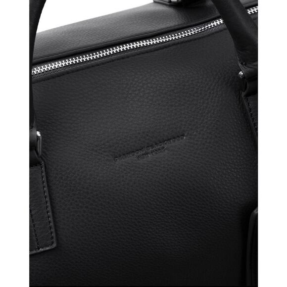 Brandon Blackwood  Medium Duffle Bag in Black Grain Leather with Silver Hardware - Picture 4 of 7